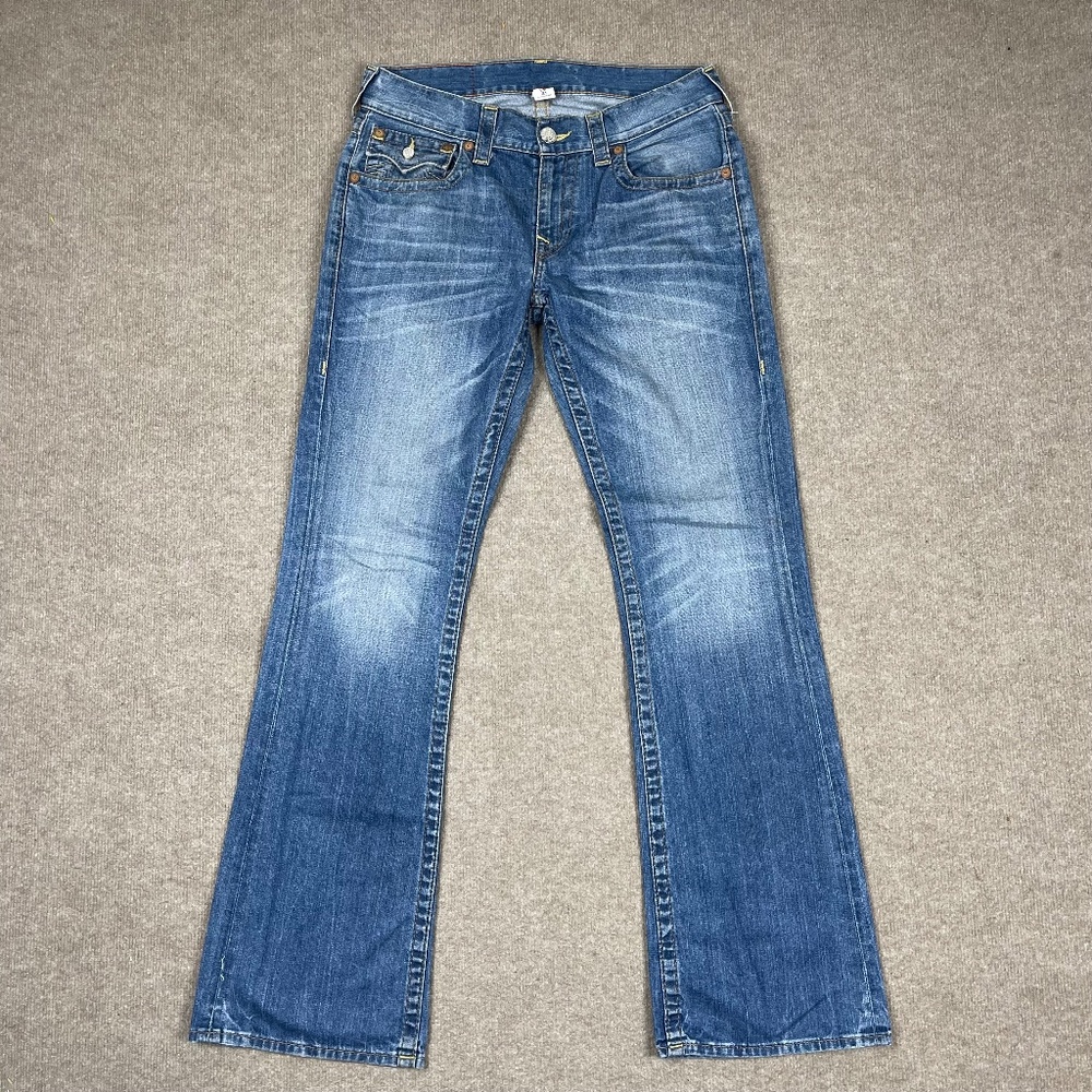 True Religion Pants 31 Blue Boot Cut World Tour Flare Denim READ